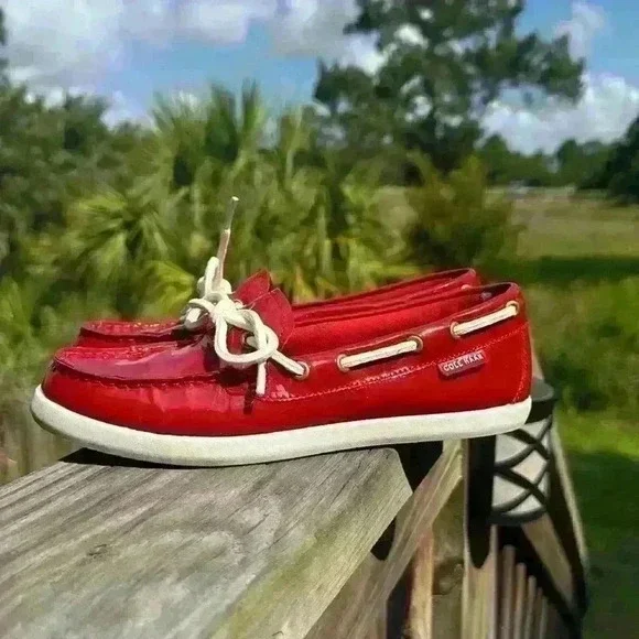Cole Haan Nantucket Camp Moc Red Patent Leather Boat Shoes Women’s Size 6B - Picture 12 of 13